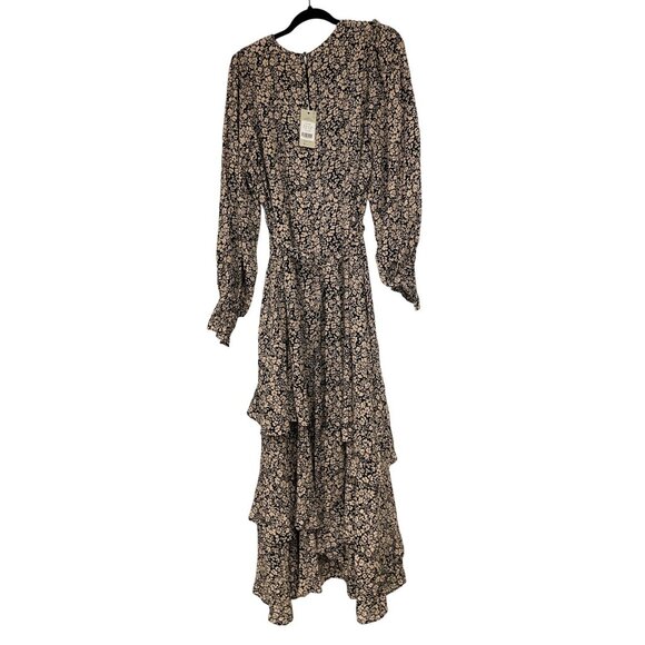 Boden Womens Dress UK 20R US 16-18R Maxi Black Floral Tiered Ruffle D0427 NWT - Picture 3 of 13